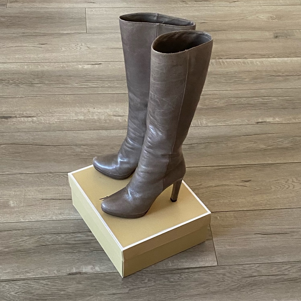 Authentic Grey Taupe Colored Prada Boots - Picture 2 of 10